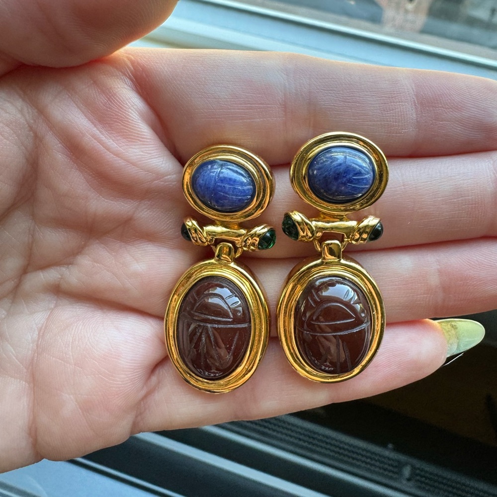 Vintage Egyptian Scarab Earrings